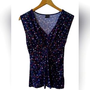 Thanx Collection Sleeveless Bird Print Blouse Size M
